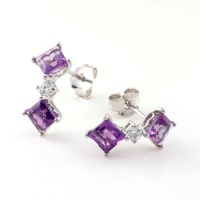 3.25 CT 2-Stone Purple Amethyst Earrings In Sterling Silver 3.25 CT 2-Stone Purple Amethyst Earrings In Sterling Silver