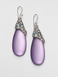 From the Lucite Collection. Beautiful hand-crafted lucite accented with dazzling, Swarovski crystal and stone encrusted caps. LuciteSwarovski crystalsGlassRhodium-platedDrop, about 2Hook backMade in USA