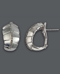 Add a little icing to your look with frosty drops from Balissima by Effy Collection. Crafted in sterling silver, 3/4 hoops feature a wavy line of sparkling round-cut diamonds (1/5 ct. t.w.). Earrings have a post stud backing with clip. Approximate drop: 3/4 inch. Add a little icing to your look with frosty drops from Balissima by Effy Collection. Crafted in sterling silver, 3/4 hoops feature a wavy line of sparkling round-cut diamonds (1/5 ct. t.w.). Earrings have a post stud backing with clip. Approximate drop: 3/4 inch.