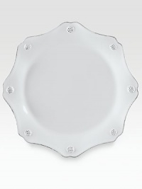 Whitewashed ceramic is finished with scalloped edges and raised detail.9 diam.Dishwasher safeMade in France Whitewashed ceramic is finished with scalloped edges and raised detail.9 diam.Dishwasher safeMade in France