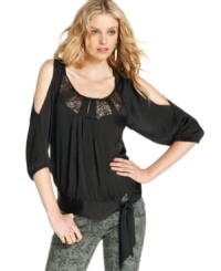 DKNY Jeans' top is a little bit boho, a little bit rock and roll. It looks cool with printed jeans in the skinniest fit! DKNY Jeans' top is a little bit boho, a little bit rock and roll. It looks cool with printed jeans in the skinniest fit!