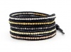 Chan Luu Mixed Nugget Wrap Bracelet on Black Leather