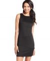 Boasting an asymmetrical seam design and slim, sheath fit, this little black dress from BCX adds sophisticated style to your dress closet. (Clearance)