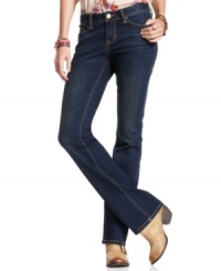 Get your bootcut denim fix in these five-pocket style dark wash jeans from American Rag. Get your bootcut denim fix in these five-pocket style dark wash jeans from American Rag.