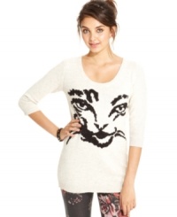 Not your grandma's cat sweater: American Rag restores honor to the cat sweater with this seriously adorable style! Rock the layer with printed leggings for a look that's purrr-fectly graphic. Not your grandma's cat sweater: American Rag restores honor to the cat sweater with this seriously adorable style! Rock the layer with printed leggings for a look that's purrr-fectly graphic.