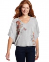 Jolt Juniors Short Sleeve Printed Top, Grey, X-Large