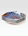 This porcelain design adds instant style to any tabletop, featuring a bold, exotic print for which Diane is known. From the Graphic Batik Cobalt CollectionSet of 4Porcelain7L X 7W X 1HMicrowave- & dishwasher-safeImported