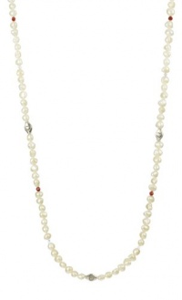 White Baroque Freshwater Pearl with Swarovski Elements Crystal Bicone Necklace, 36+2