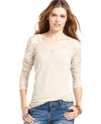 The classic henley gets a femme makeover with this lace-lovin' style from American Rag! The classic henley gets a femme makeover with this lace-lovin' style from American Rag!