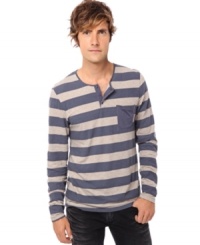 Chunky stripe henley by Buffalo David Bitton and made from 100% cotton for all day comfort.