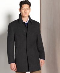 Lauren by Ralph Lauren tailors a topcoat with a minimalist spin: Jake wool-blend coat in shorter, fingertip length with five-button closure beneath fly front placket. Lauren by Ralph Lauren tailors a topcoat with a minimalist spin: Jake wool-blend coat in shorter, fingertip length with five-button closure beneath fly front placket.