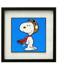 Snoopy the airman is ready to battle the Red Baron, outfitted in a red scarf and aviator goggles in this irresistible print for Peanuts fans. Snoopy the airman is ready to battle the Red Baron, outfitted in a red scarf and aviator goggles in this irresistible print for Peanuts fans.