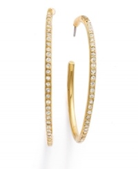 Get dramatic with large statement hoops. Lauren by Ralph Lauren presents hoop earrings with extra flair-coated with sparkling pave-set crystals. Crafted in gold tone mixed metal. Approximate diameter: 1-1/2 inches. Get dramatic with large statement hoops. Lauren by Ralph Lauren presents hoop earrings with extra flair-coated with sparkling pave-set crystals. Crafted in gold tone mixed metal. Approximate diameter: 1-1/2 inches.