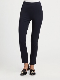 Flattering compact stretch jersey, tailored in a slim silhouette and finished with ankle zippers.Self waistbandZipper cuffsConcealed side zipInseam, about 2775% viscose/17% nylon/8% elastaneDry cleanMade in Italy of imported fabricModel shown is 5'9 (175cm) wearing US size 4. Flattering compact stretch jersey, tailored in a slim silhouette and finished with ankle zippers.Self waistbandZipper cuffsConcealed side zipInseam, about 2775% viscose/17% nylon/8% elastaneDry cleanMade in Italy of imported fabricModel shown is 5'9 (175cm) wearing US size 4.