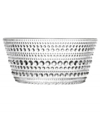 Like dewdrops in the morning sun, the bubbles circling Iittala's Kastehelmi bowl glisten in pressed glass to reflect all the light at your table. A very special Oiva Toikka design that first debuted in 1964. Like dewdrops in the morning sun, the bubbles circling Iittala's Kastehelmi bowl glisten in pressed glass to reflect all the light at your table. A very special Oiva Toikka design that first debuted in 1964.