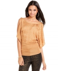 Ideal for a day look that moves into night, Baby Phat's boatneck sweater wins with its draped split sleeves and sheer houndstooth pattern. Ideal for a day look that moves into night, Baby Phat's boatneck sweater wins with its draped split sleeves and sheer houndstooth pattern.