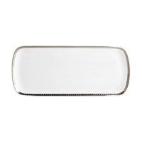 Beautiful, white Limoges porcelain with a dynamic platinum border, the geometric motif of the Athena collection creates a dimensional and graphic appearance. Also available with gold border. Beautiful, white Limoges porcelain with a dynamic platinum border, the geometric motif of the Athena collection creates a dimensional and graphic appearance. Also available with gold border.