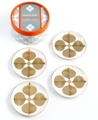 Now starring on casual tables, Jonathan Adler's Hollywood drink coasters cause a stir with shimmering gold graphics on shiny white porcelain. Now starring on casual tables, Jonathan Adler's Hollywood drink coasters cause a stir with shimmering gold graphics on shiny white porcelain.