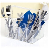 Clear Acrylic Flatware Utensils Caddy Kitchen Bbq Home Decor