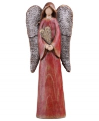 Spreading the love to family and friends this holiday season, this folk-inspired angel cherishes a gentle heart in this collectible figurine. Spreading the love to family and friends this holiday season, this folk-inspired angel cherishes a gentle heart in this collectible figurine.