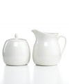 Keep it simple with Martha Stewart Collection. This sugar and creamer set features timeless porcelain that's conveniently dishwasher safe and, with a glossy white finish, a perfect companion to any dinnerware and decor.