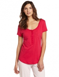 Dearfoams Women's Pocket Short Sleeve Tee, Bright Rose, Large Dearfoams Women's Pocket Short Sleeve Tee, Bright Rose, Large