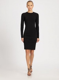 The sleek, minimal front of this form-fitting style is offset by beaded back slash details.Jewel necklineLong sleevesBeaded back slash detailsConcealed side zipAbout 23 from natural waist87% wool/13% polyesterDry cleanMade in Italy of imported fabricModel shown is 5'8 (172cm) wearing US size Small. The sleek, minimal front of this form-fitting style is offset by beaded back slash details.Jewel necklineLong sleevesBeaded back slash detailsConcealed side zipAbout 23 from natural waist87% wool/13% polyesterDry cleanMade in Italy of imported fabricModel shown is 5'8 (172cm) wearing US size Small.
