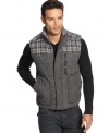Layer-up in style this season with this plaid accented quilted vest from INC International Concepts.