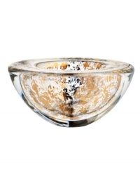 As good as gold, the Glimmer bowl radiates holiday fun but dazzles all year long in heavy, shimmering crystal. By Anna Ehrner for Kosta Boda. As good as gold, the Glimmer bowl radiates holiday fun but dazzles all year long in heavy, shimmering crystal. By Anna Ehrner for Kosta Boda.