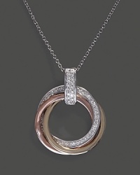 Diamond pendant necklace in white, yellow and rose gold. Diamond pendant necklace in white, yellow and rose gold.