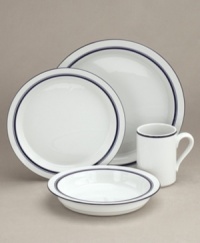 White porcelain dinnerware designed by Dansk master-craftsman Niels Refsgaard, Christianshavn Blue place settings bear a style based on the relaxed atmosphere of a welcoming country inn. White porcelain dinnerware designed by Dansk master-craftsman Niels Refsgaard, Christianshavn Blue place settings bear a style based on the relaxed atmosphere of a welcoming country inn.
