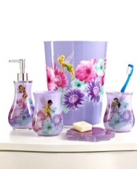 Just a little bit of pixie dust gives a magical look to your space. This Fairies Rosey toothbrush holder from Disney is truly enchanting to little ones with pretty blooms, fanciful fairy friends and a dash of sparkle. Just a little bit of pixie dust gives a magical look to your space. This Fairies Rosey toothbrush holder from Disney is truly enchanting to little ones with pretty blooms, fanciful fairy friends and a dash of sparkle.