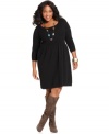 A cute cold weather basic: AGB's three-quarter-sleeve plus size sweater dress!