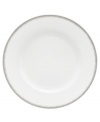 Fresh and cool in crisp white, the Silver Leaf salad plate delivers modern style and iconic craftsmanship. Delicate feathered platinum applied using Wedgwood's signature technique shimmers with whimsy on sleek bone china.