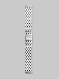 A classic woven band in stainless steel with a push-button clasp. Fits Michele 16mm Deco watchesImported A classic woven band in stainless steel with a push-button clasp. Fits Michele 16mm Deco watchesImported