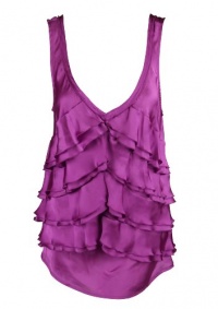 Sunny Leigh Woman Womens Silky Ruffled Sleeveless Vneck Top Sunny Leigh Woman Womens Silky Ruffled Sleeveless Vneck Top