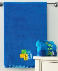 To bath time and beyond! Accent appliqués and embroidery boasting your favorite Disney Toy Story characters add a playful twist to this woven jacquard bath towel in pure cotton. Appliqué features the phrase, don't toy with us. To bath time and beyond! Accent appliqués and embroidery boasting your favorite Disney Toy Story characters add a playful twist to this woven jacquard bath towel in pure cotton. Appliqué features the phrase, don't toy with us.
