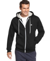 Kick back and relax knowing that you're saving the planet with this ultra-comfy eco-friendly fleece hoodie from Champion. Kick back and relax knowing that you're saving the planet with this ultra-comfy eco-friendly fleece hoodie from Champion.