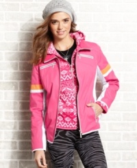Layer your outdoor look with Dollhouse's sporty, two-piece jacket! A detachable shell reveals a fair-isle-print fleece sweater that can be worn alone with your jeans or leggings. Layer your outdoor look with Dollhouse's sporty, two-piece jacket! A detachable shell reveals a fair-isle-print fleece sweater that can be worn alone with your jeans or leggings.