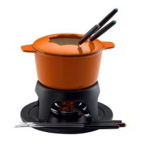 Rachael Ray Cast Iron 1-1/2-Quart Fondue Set, Orange Rachael Ray Cast Iron 1-1/2-Quart Fondue Set, Orange