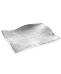 Handcrafted in aluminum alloy with an organic shape and brushed finish, the rectangular Dimension platter from Donna Karan Lenox lends a serene, dreamy quality to modern tables. Handcrafted in aluminum alloy with an organic shape and brushed finish, the rectangular Dimension platter from Donna Karan Lenox lends a serene, dreamy quality to modern tables.