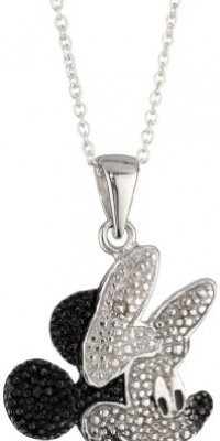 Disney Minnie Girl's Black and White Diamond Sterling Silver Pendant Necklace