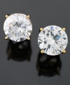 Wow them with head-turning sparkle. Impressive studs by B. Brilliant feature an 18k gold over sterling silver setting and round-cut cubic zirconia (4 ct. t.w.).