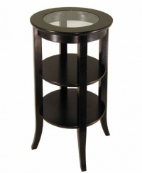 Frenchi Furniture Wood Round Side /Accent Table , Inset Glass, Two Shelves Frenchi Furniture Wood Round Side /Accent Table , Inset Glass, Two Shelves