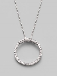 From the Tine Treasures Collection. A simple circle shimmers and sparkles, outlined in diamonds and dangling from a chain of 18K white gold.Diamond, 0.26 tcw 18k white gold Chain length adjusts from about 16 to 18 Pendant diameter, about 0.75 Lobster clasp Made in Italy From the Tine Treasures Collection. A simple circle shimmers and sparkles, outlined in diamonds and dangling from a chain of 18K white gold.Diamond, 0.26 tcw 18k white gold Chain length adjusts from about 16 to 18 Pendant diameter, about 0.75 Lobster clasp Made in Italy