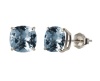 Sterling Silver 8mm Checkerboard Cushion Created Aquamarine Stud Earrings (4.20 cttw)