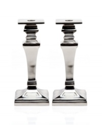 Dim the lights and elevate the room. Rendered in pure aluminum, Godinger's Square candlesticks decorate elegant spaces with classic sophistication. Dim the lights and elevate the room. Rendered in pure aluminum, Godinger's Square candlesticks decorate elegant spaces with classic sophistication.