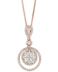 Round and resplendent. Le Vian's necklace and double-circle pendant, set in 14k rose gold, feature diamonds (7/8 ct. t.w.) in a stunning fashion. Approximate length: 18 inches. Approximate drop: 1 inch. Round and resplendent. Le Vian's necklace and double-circle pendant, set in 14k rose gold, feature diamonds (7/8 ct. t.w.) in a stunning fashion. Approximate length: 18 inches. Approximate drop: 1 inch.