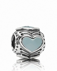 A finely detailed sterling silver charm with heart motifs in light grey enamel. By PANDORA. A finely detailed sterling silver charm with heart motifs in light grey enamel. By PANDORA.