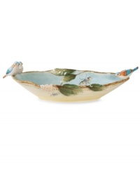 A charming part of any casual landscape, this fanciful Toulouse centerpiece bowl from Fitz and Floyd is brimming with life, from its sculpted blooms and colorful butterflies, to the birds perched on its twig edge. A charming part of any casual landscape, this fanciful Toulouse centerpiece bowl from Fitz and Floyd is brimming with life, from its sculpted blooms and colorful butterflies, to the birds perched on its twig edge.
